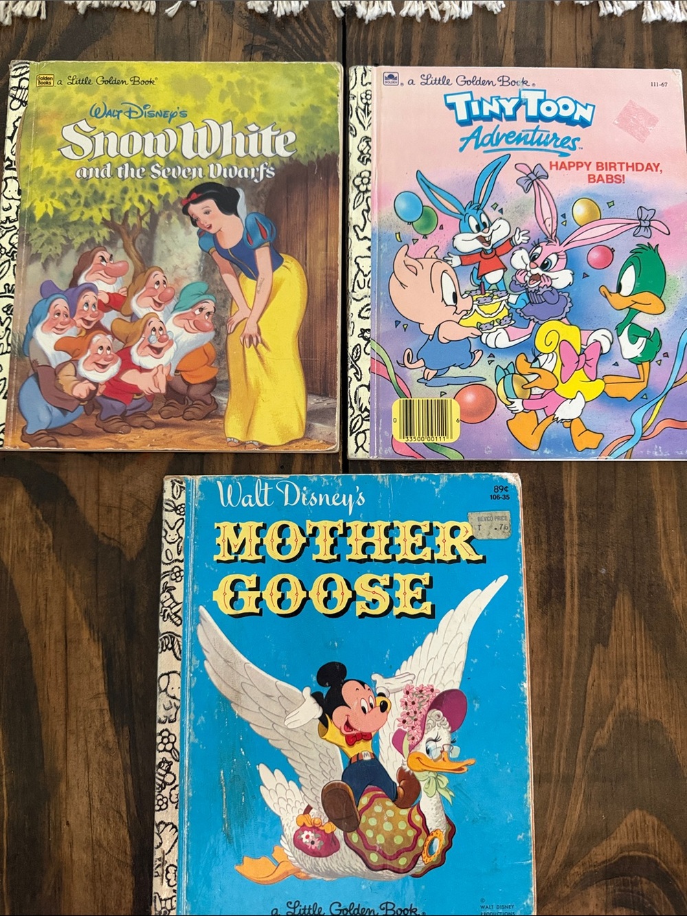 Vintage Disney Little Golden Book Set of 3- Blue, Yellow, Pink Covers